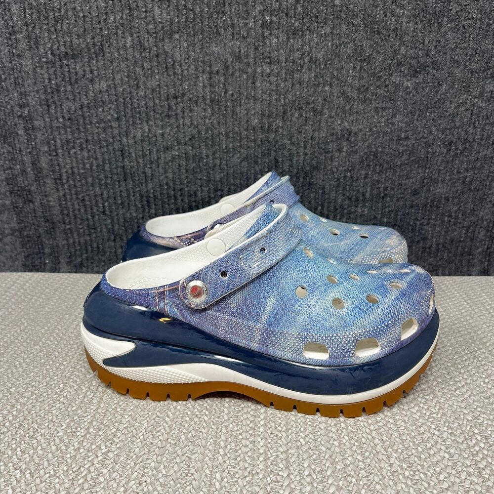 Crocs Classic Mega Crush Clog Denim Blue Sandals Women’s 8 / 6 Mens